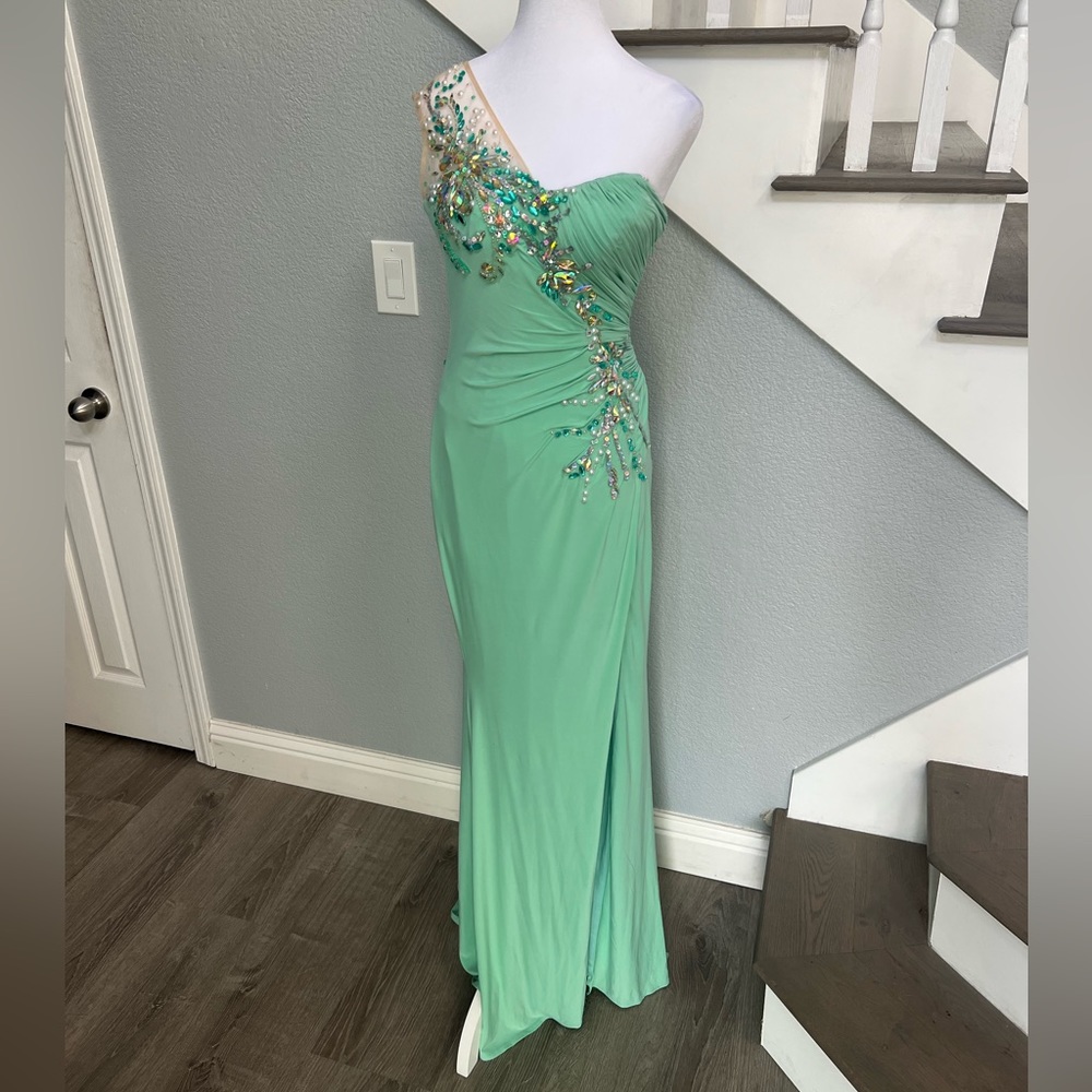 Beautiful turquoise beaded gown